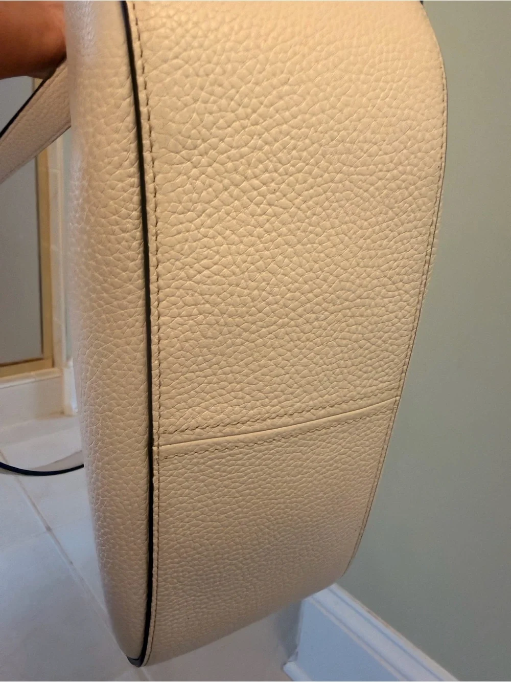 kate spade Cream Pebbled Leather Shoulder Hobo with Gold Logo